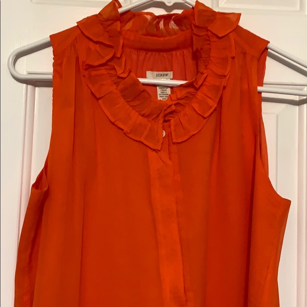 J.Crew Ruffle Neck Button Down Tank - Picture 3 of 5
